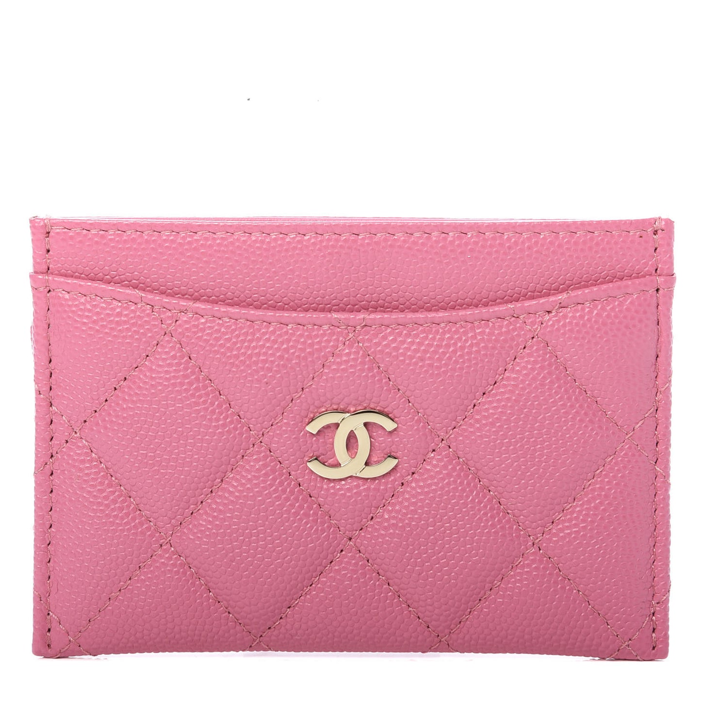 Caviar Quilted Card Holder Pink