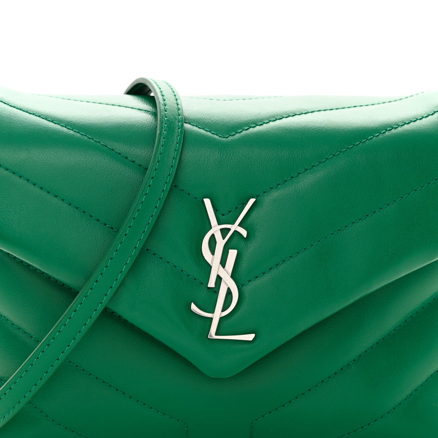 Saint Laurent Calfskin Y Quilted Monogram Toy Loulou Crossbody Bag Green Field 8 of 10