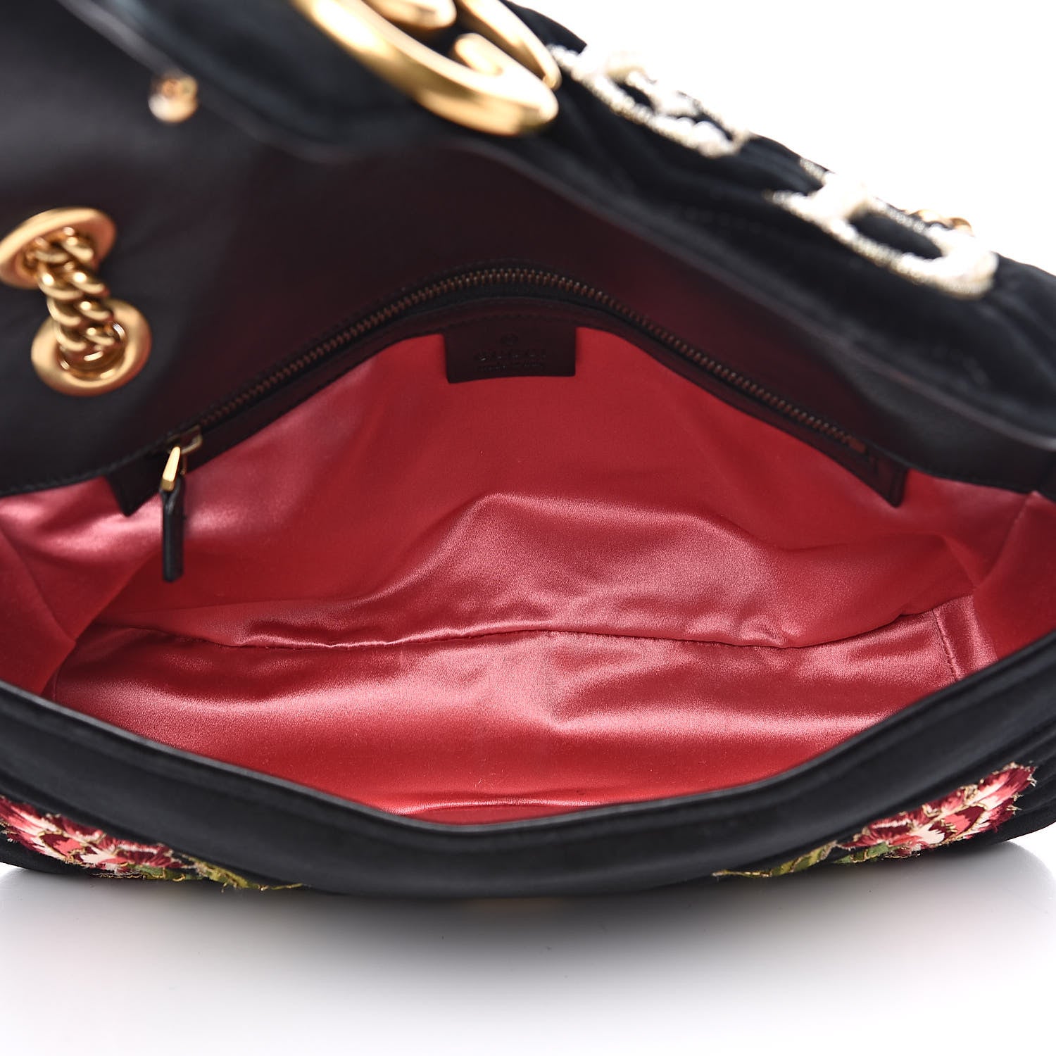 Gucci Velvet Matelasse Loved Embroidered Medium GG Marmont Shoulder Bag Black 5 of 14