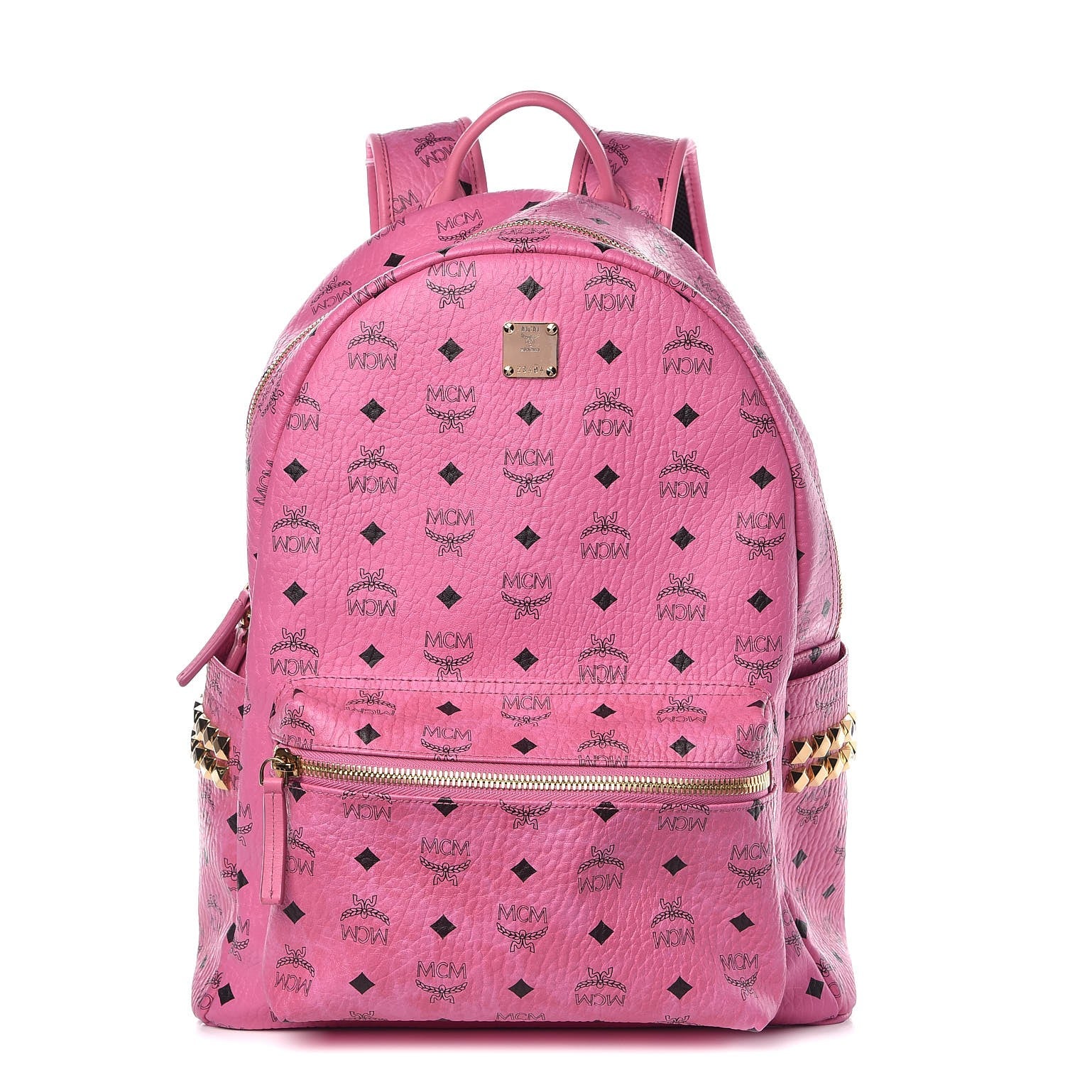 MCM Visetos Medium Side Studs Stark Backpack Pink 1 of 12