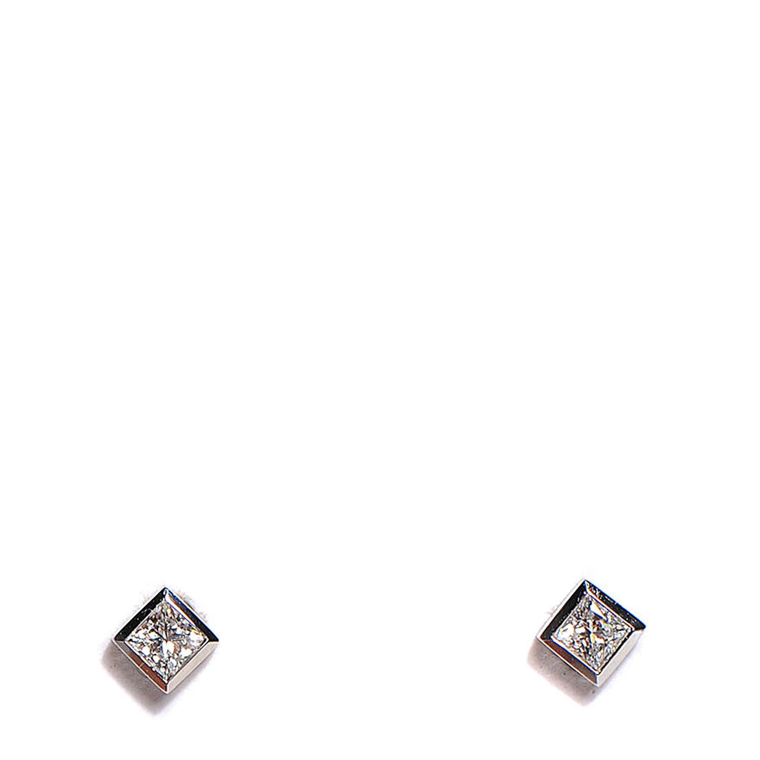 Tiffany Platinum Diamond Princess Cut Earrings 1 of 5