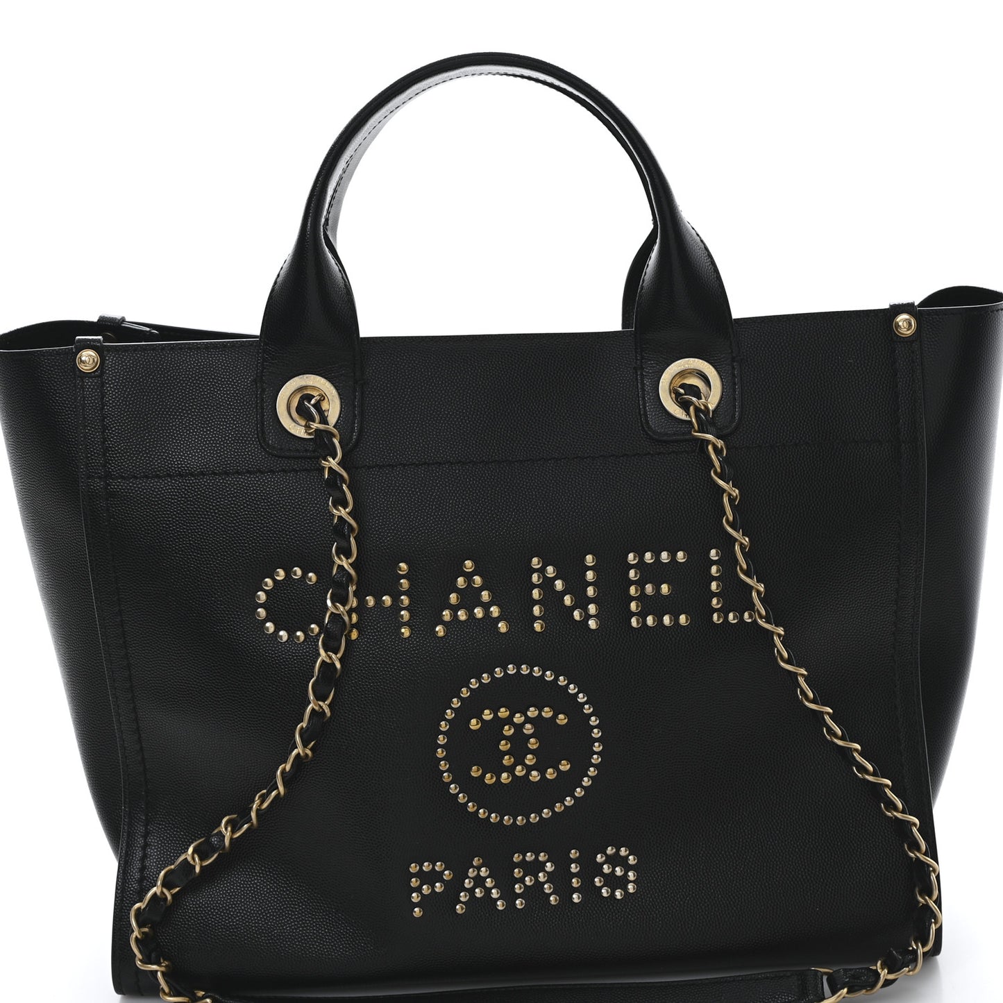 Caviar Small Studded Deauville Tote Black