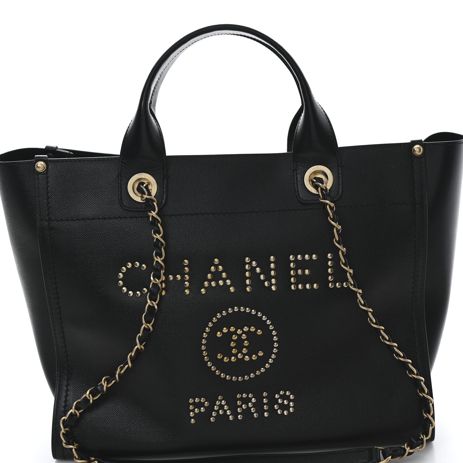 Chanel Caviar Small Studded Deauville Tote Black 8 of 11