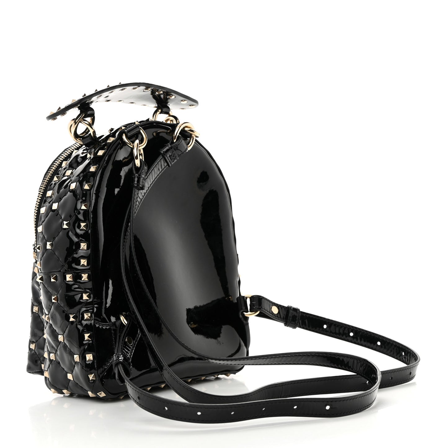 Patent Quilted Mini Rockstud Backpack Black