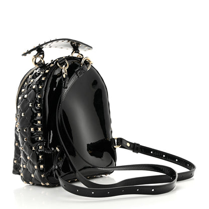 Valentino Garavani Patent Quilted Mini Rockstud Backpack Black 3 of 12