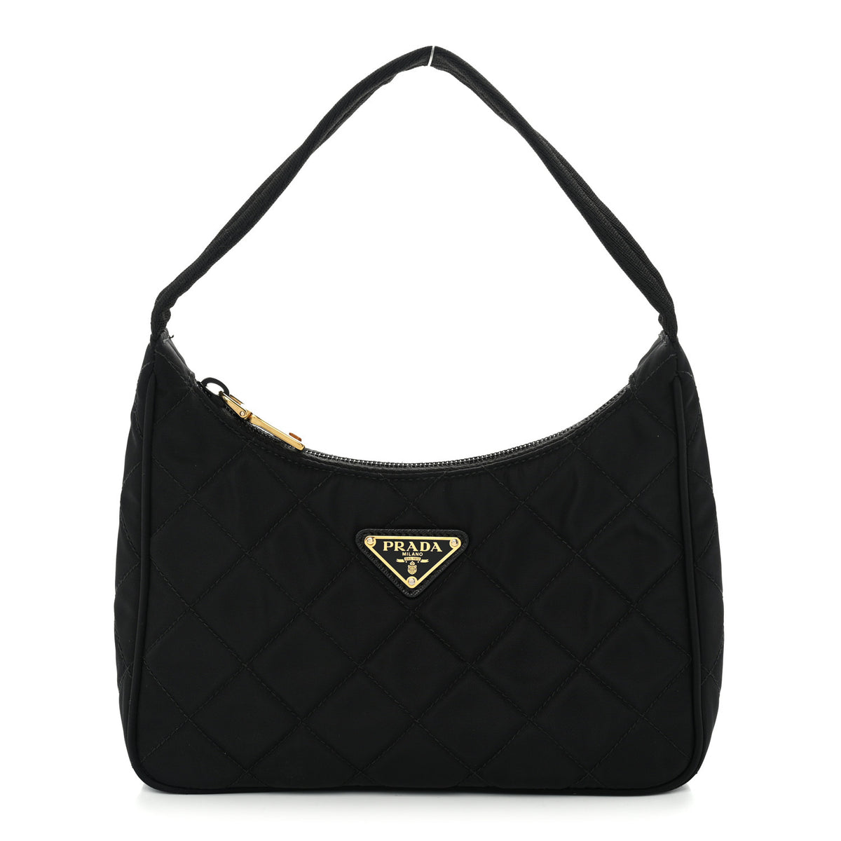 Tessuto Nylon Stitched Shoulder Bag Black