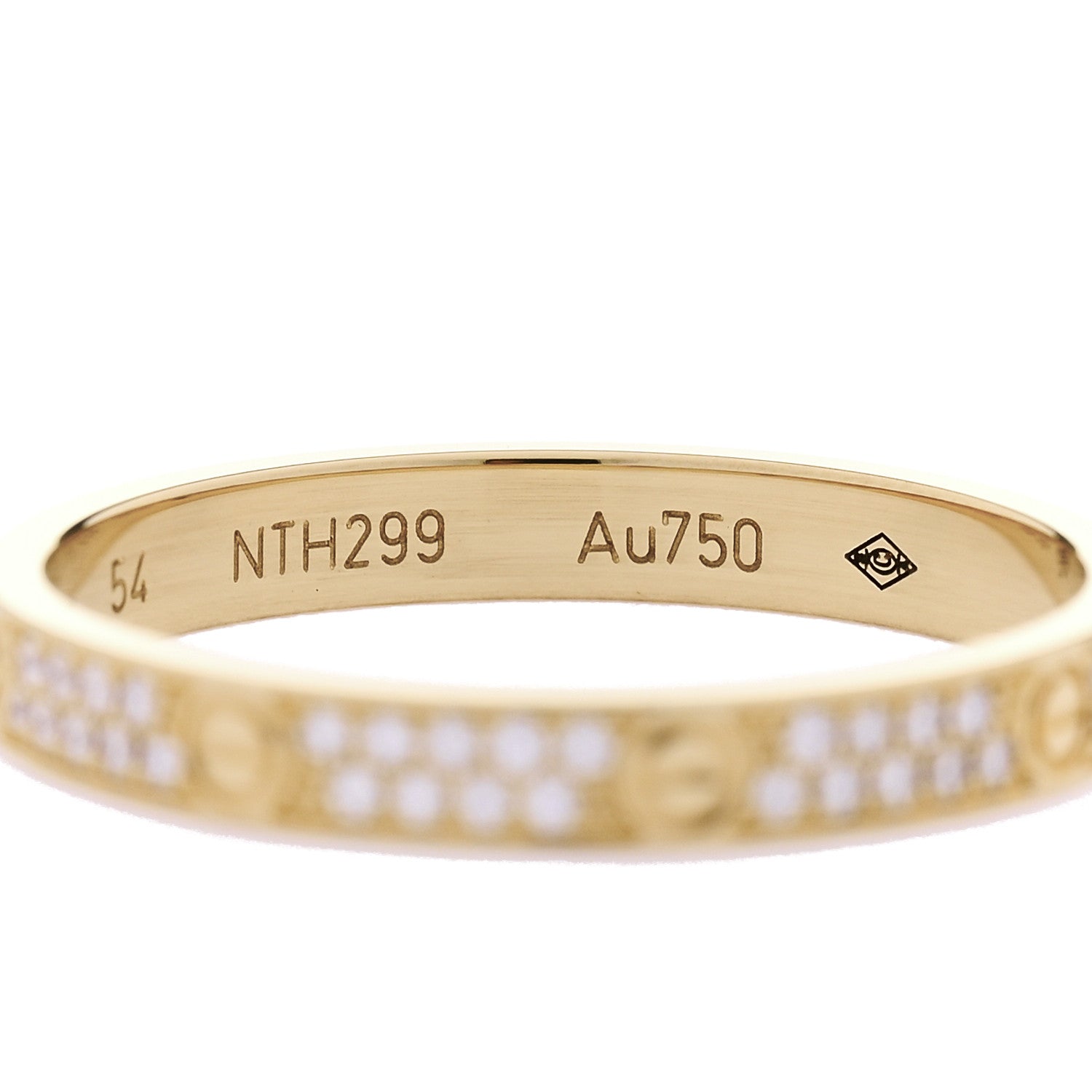 Cartier 18K Yellow Gold Diamond 2.6mm LOVE Paved Band Ring 54 6.75 54/6.75 5 of 6
