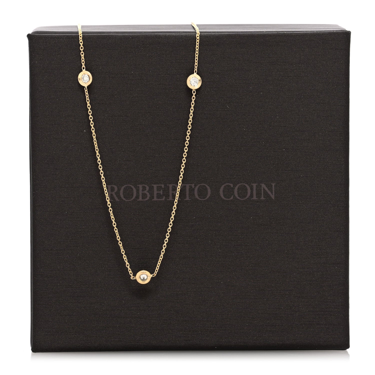 Roberto Coin 18K Yellow Gold Diamond .23ctw Diamonds By The Inch Five Station Necklace 5 of 5