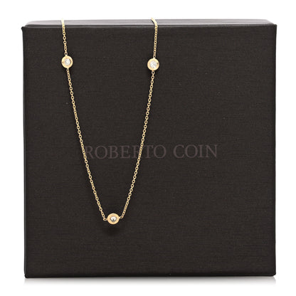 Roberto Coin 18K Yellow Gold Diamond .23ctw Diamonds By The Inch Five Station Necklace 5 of 5