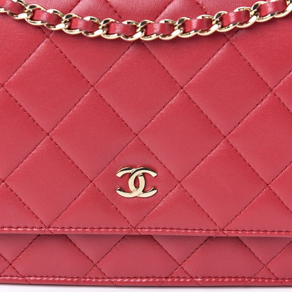 Chanel Lambskin Quilted Wallet On Chain WOC Red 12 of 12