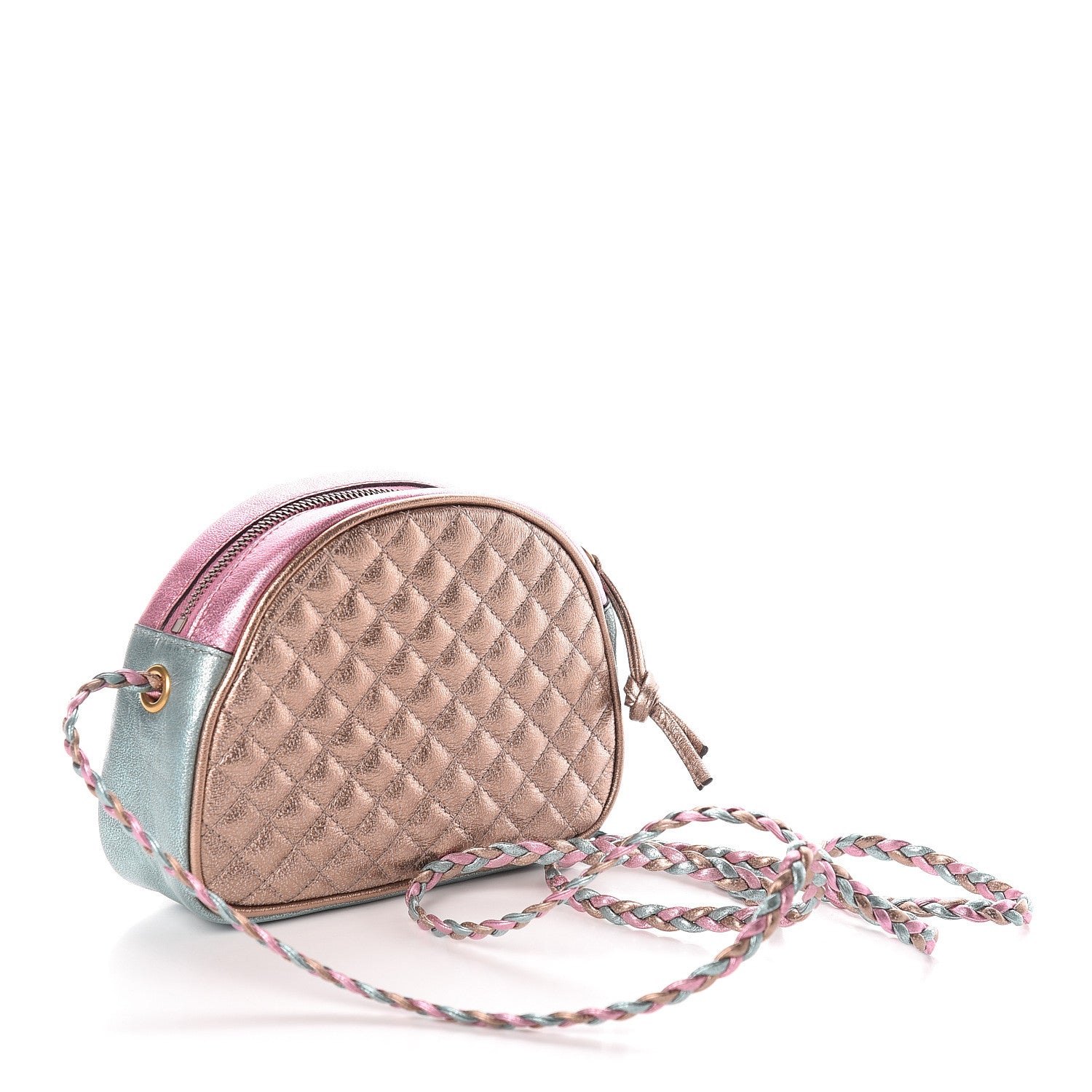 Gucci Laminated Nappa Trapuntata Mini Zumi Dome Shoulder Bag Rosa Lago Rame 3 of 10
