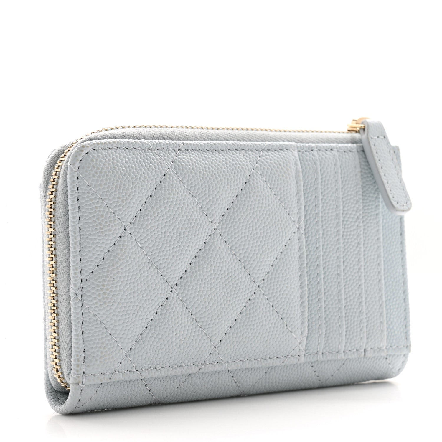 Chanel Caviar Quilted CC Zip Around Card Holder Grey 3 of 11