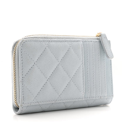Chanel Caviar Quilted CC Zip Around Card Holder Grey 3 of 11