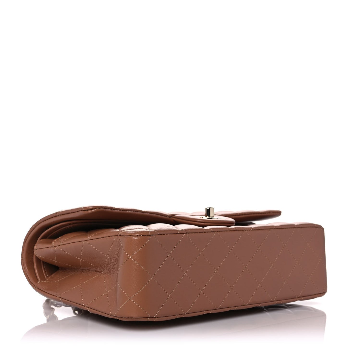 Lambskin Quilted Medium Double Flap Brown