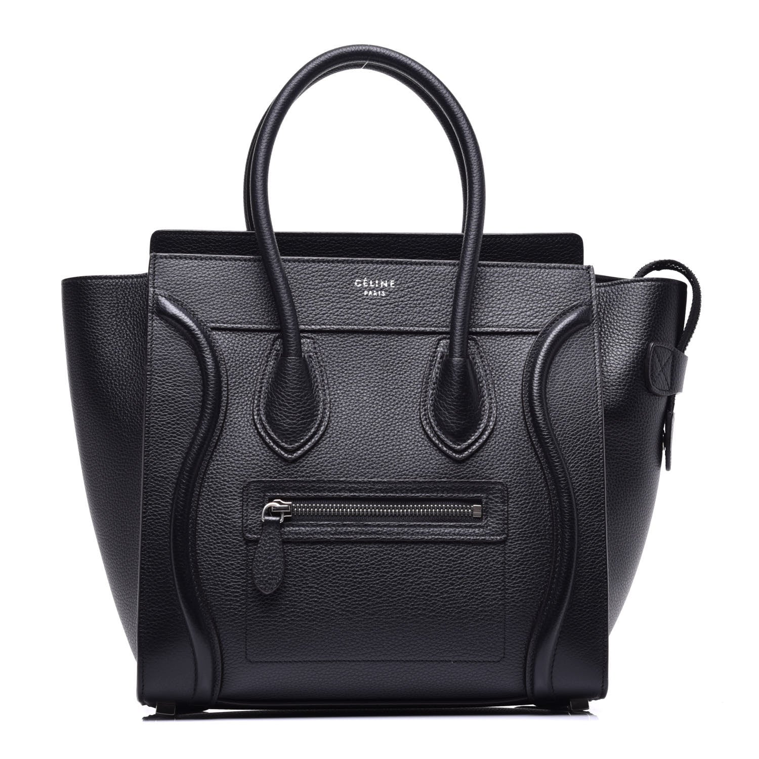 Celine Drummed Calfskin Micro Luggage Black 1 of 8
