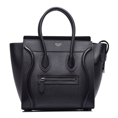Celine Drummed Calfskin Micro Luggage Black 1 of 8