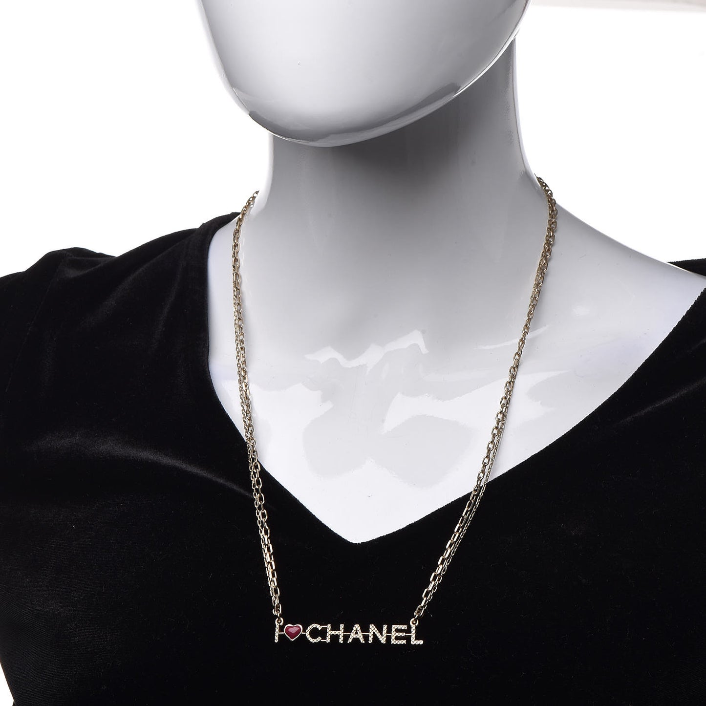 Quilted I Heart Logo Necklace Gold