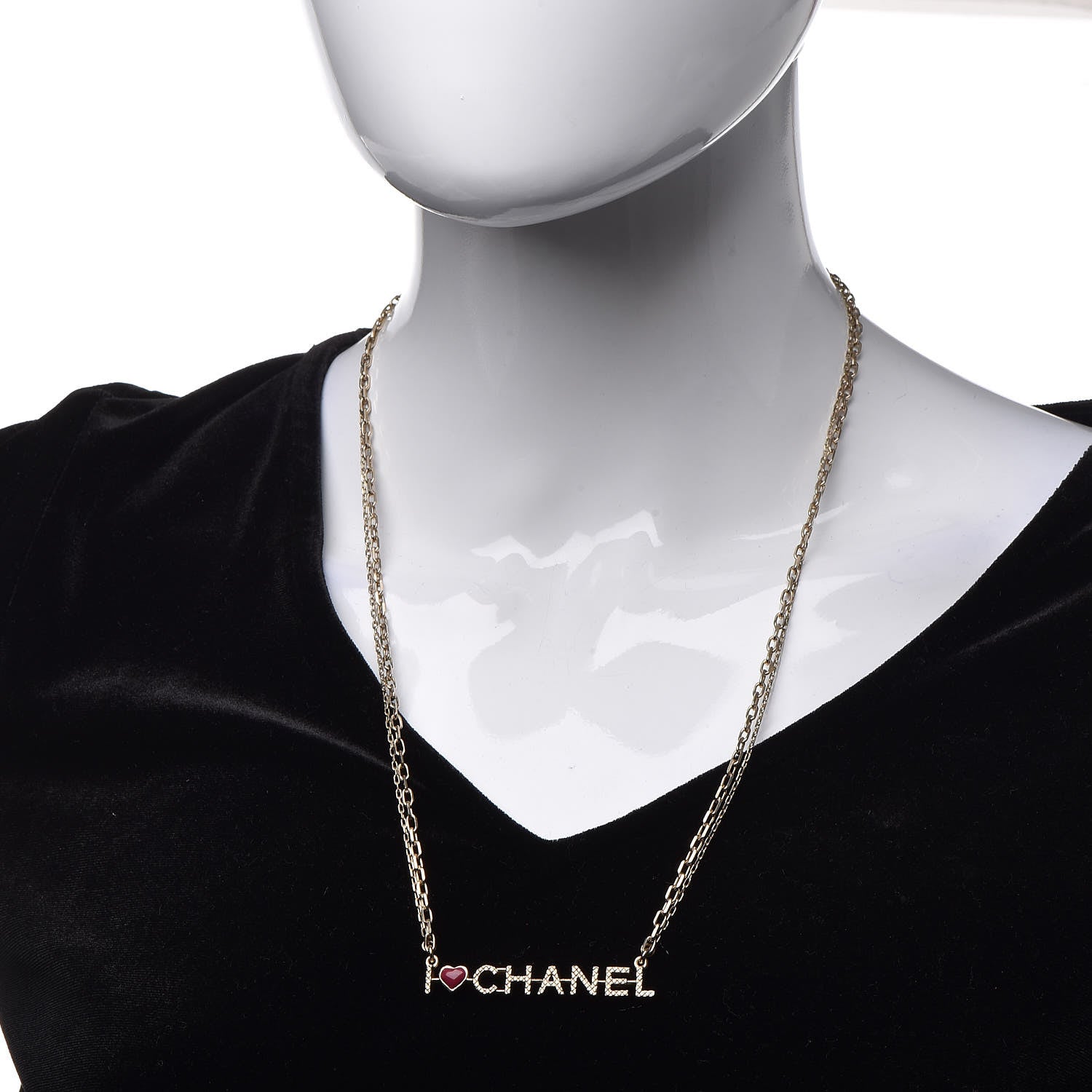 Chanel Quilted I Heart Logo Necklace Gold 2 of 5