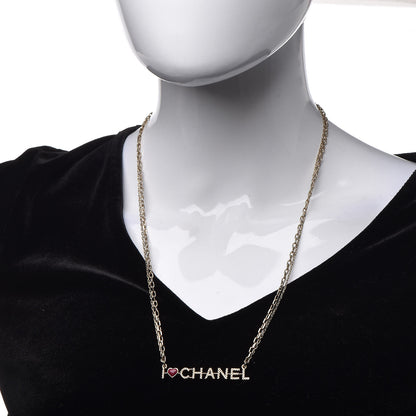 Chanel Quilted I Heart Logo Necklace Gold 2 of 5