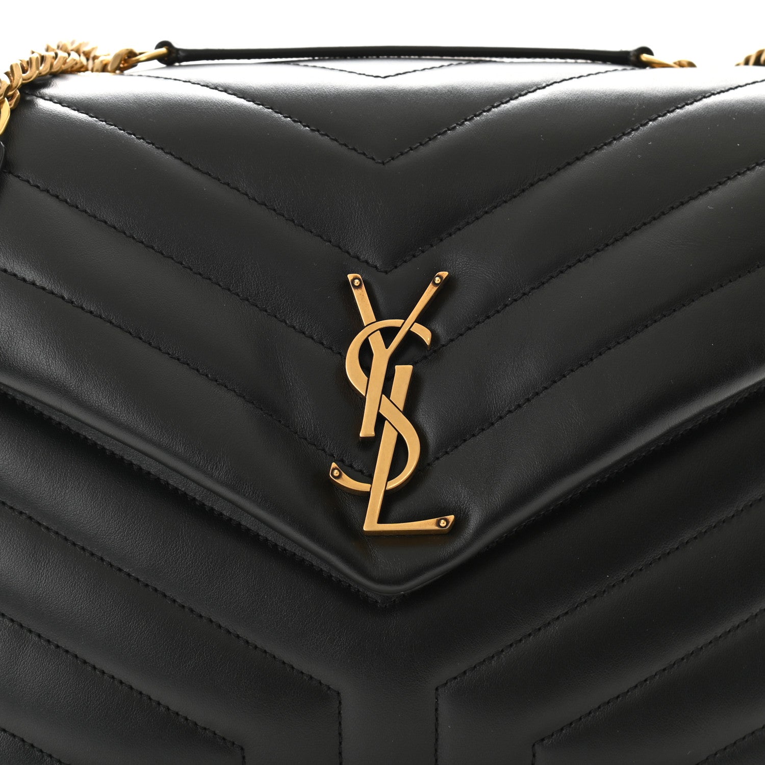 Saint Laurent Calfskin Y Quilted Monogram Medium Loulou Chain Satchel Black 7 of 10