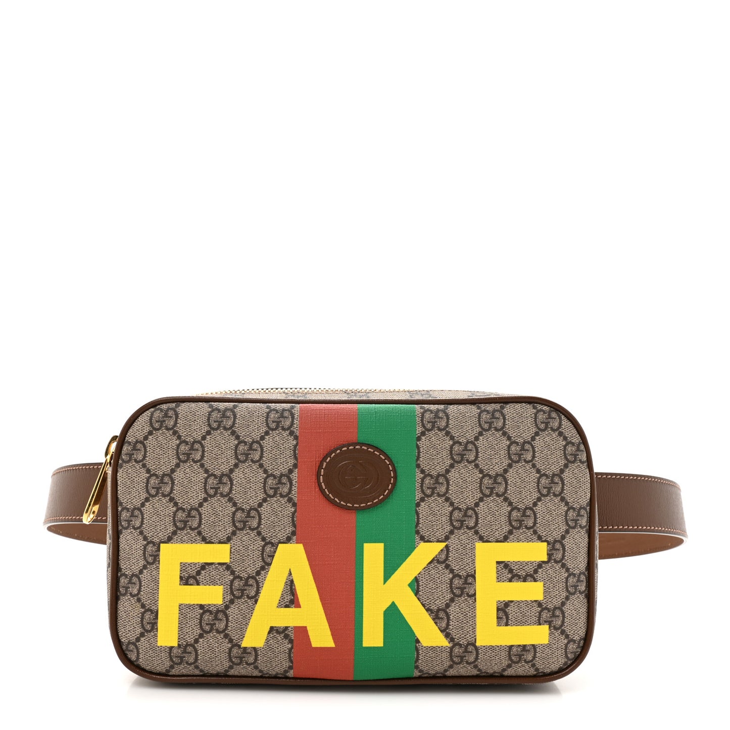 GG Supreme Monogram Azalea Calfskin Fake/Not Small Retro Interlocking G Belt Bag 120 48 Beige Ebony Brown Sugar