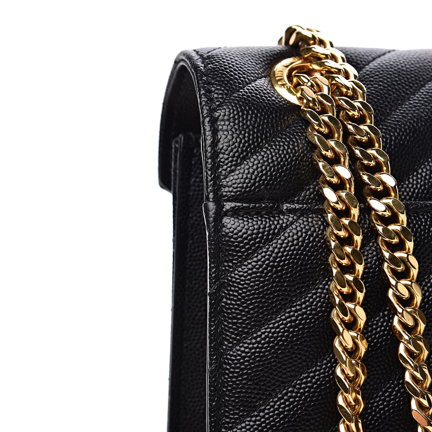 Saint Laurent Grain De Poudre Matelasse Chevron Large Monogram Satchel Black 11 of 11