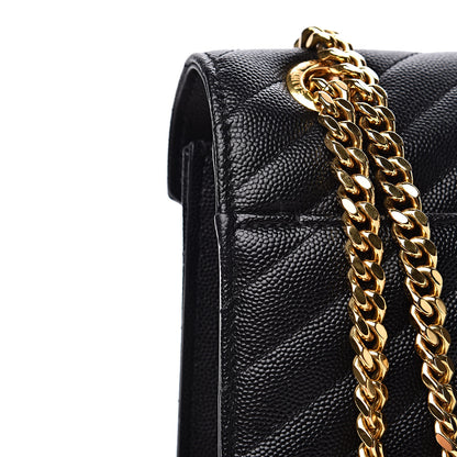 Saint Laurent Grain De Poudre Matelasse Chevron Large Monogram Satchel Black 11 of 11