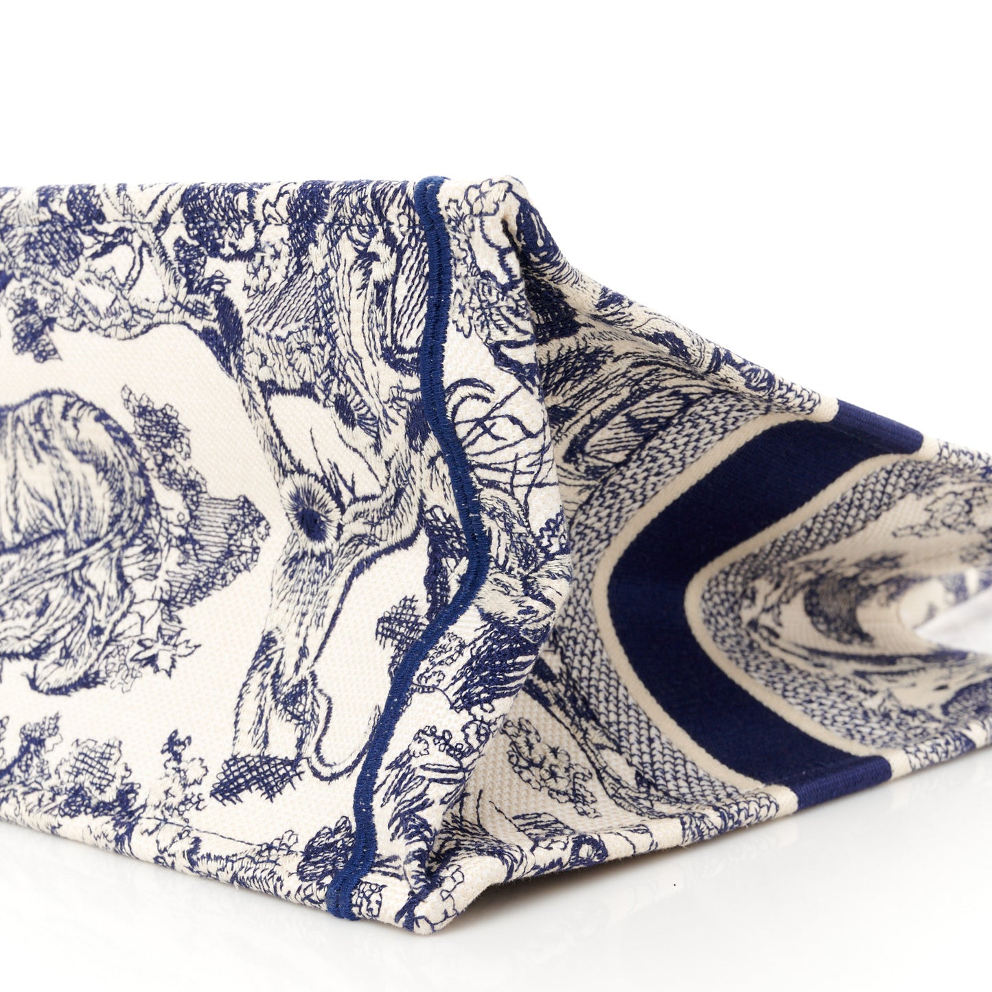 Canvas Embroidered Medium Dioriviera Toile De Jouy Book Tote Blue