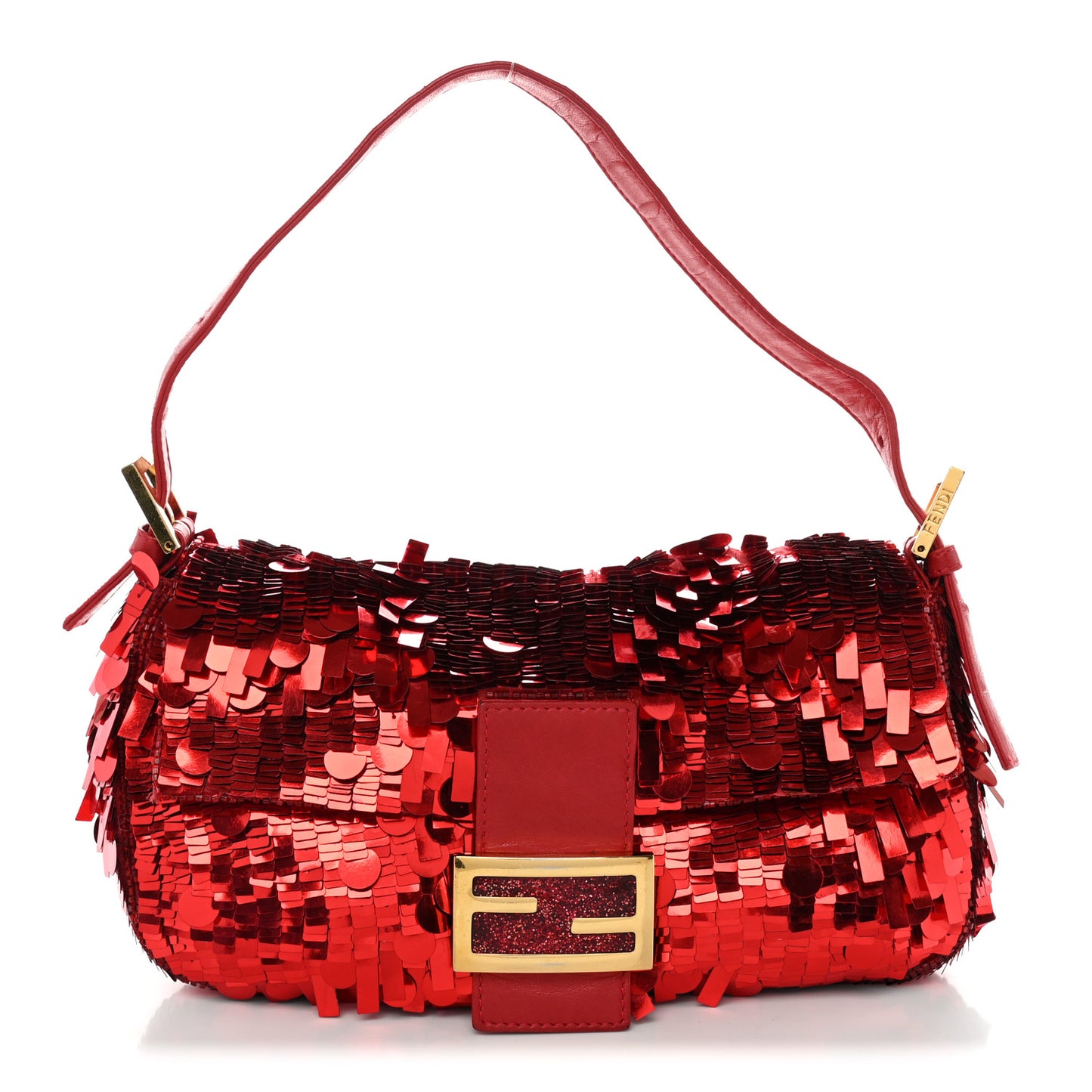 Sequin Paillettes Enamel Baguette  Red