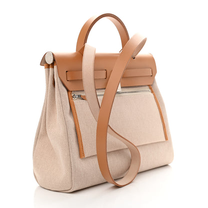 Hermes Vache Hunter Toile H Brides de Gala Herbag Zip Retourne 31 PM Natural 4 of 14