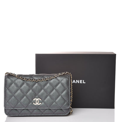 Chanel Iridescent Caviar Quilted Wallet On Chain WOC Black 11 of 11