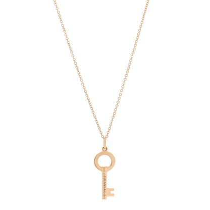 Tiffany 18K Rose Gold Modern Keys Round Open Key Pendant Necklace 1 of 5