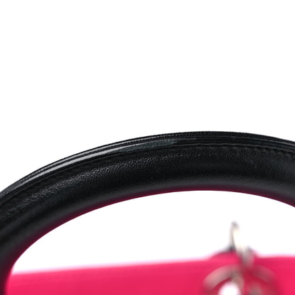 Christian Dior Lambskin Cannage Medium Tri-Color Lady Dior Fuchsia Anemone Black 14 of 16