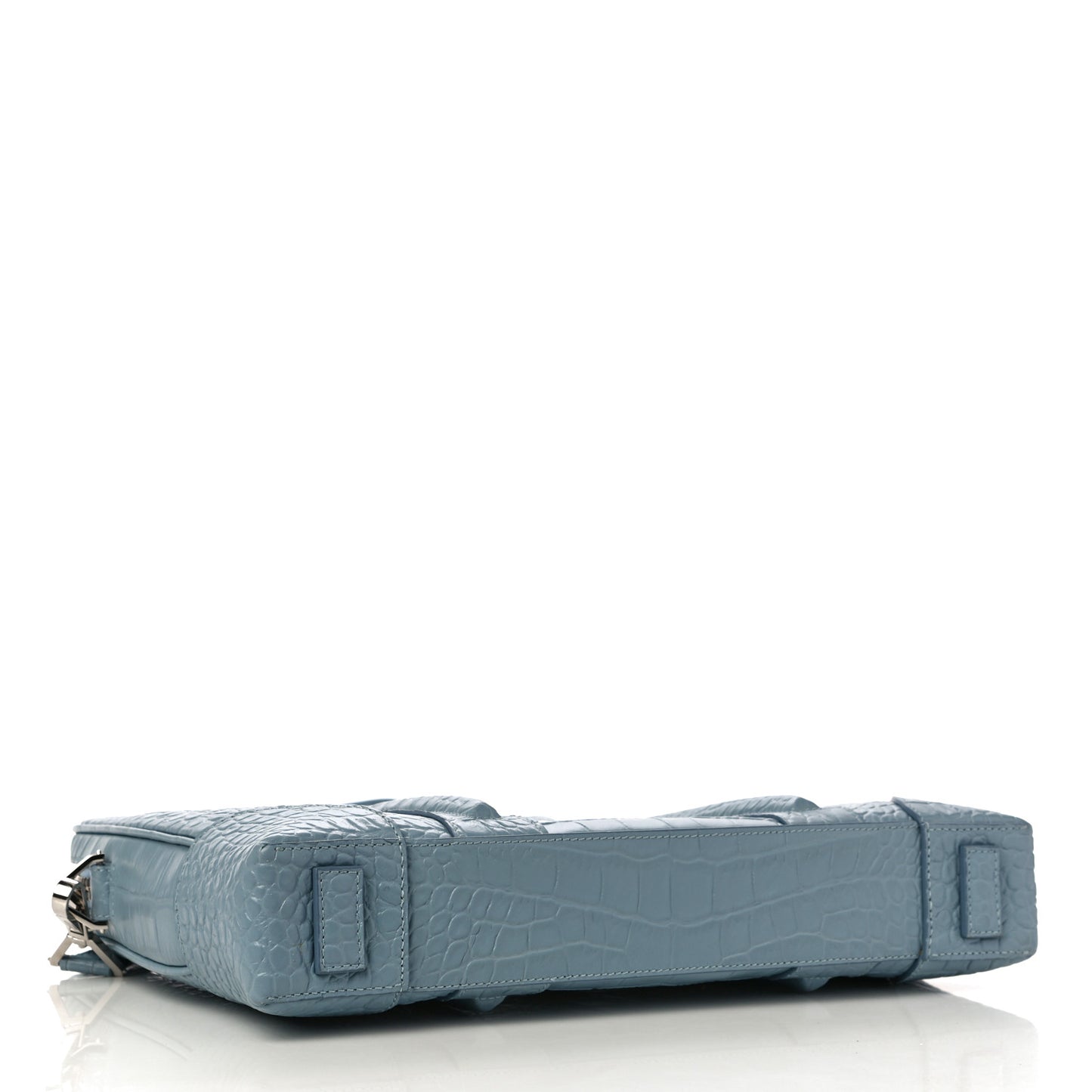 Crocodile Embossed Briefcase Light Blue