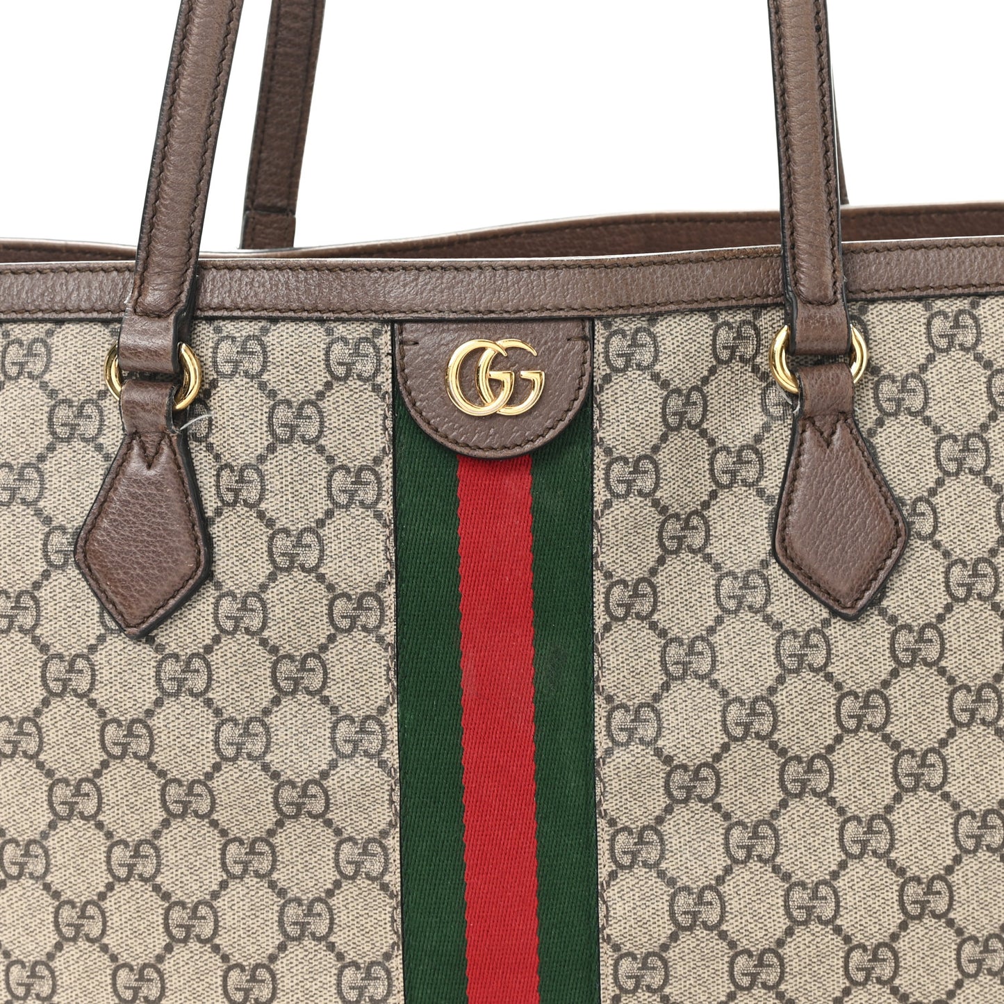 GG Supreme Monogram Medium Ophidia Shopping Tote Brown