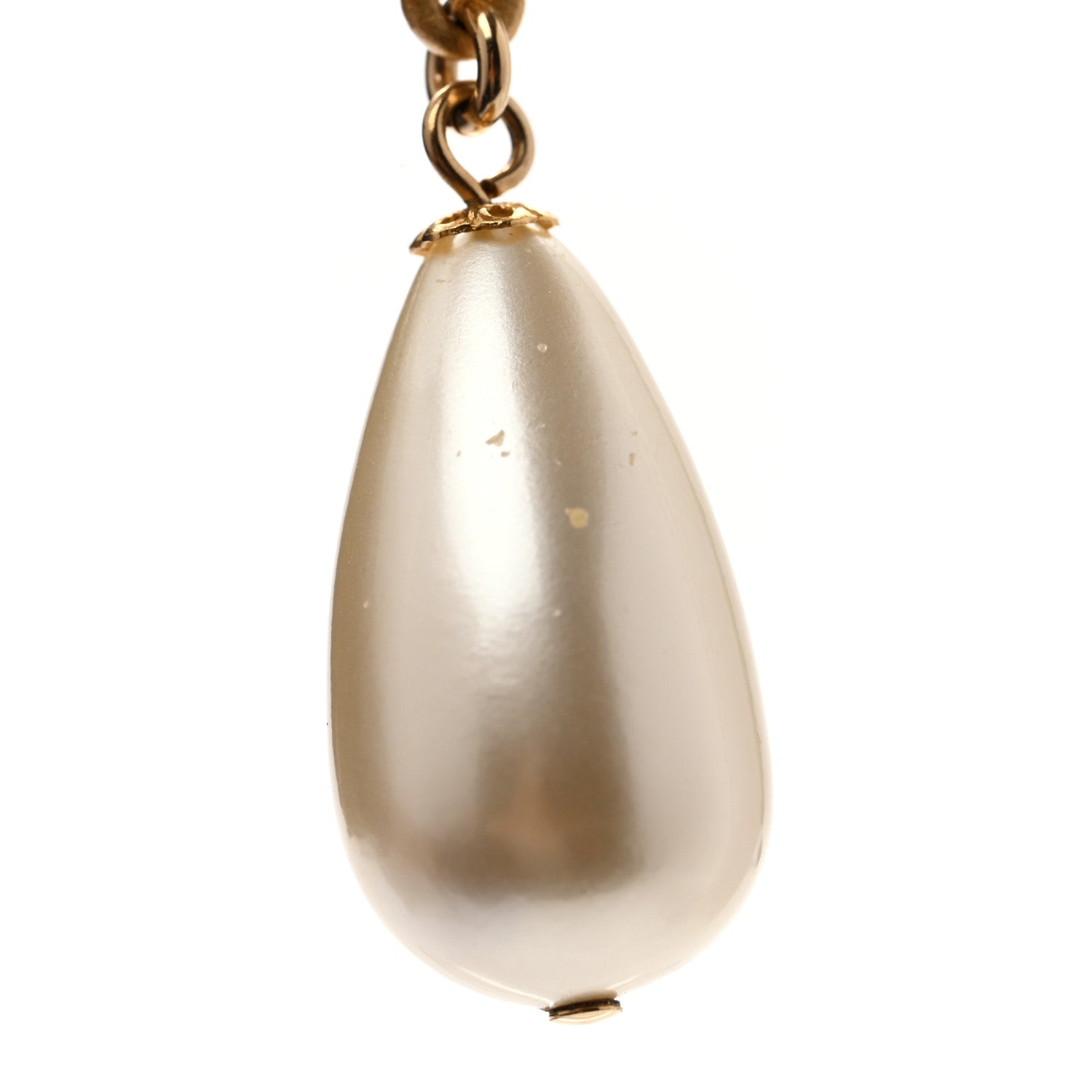 Chanel Crystal Pearl CC Drop Necklace Gold 6 of 6