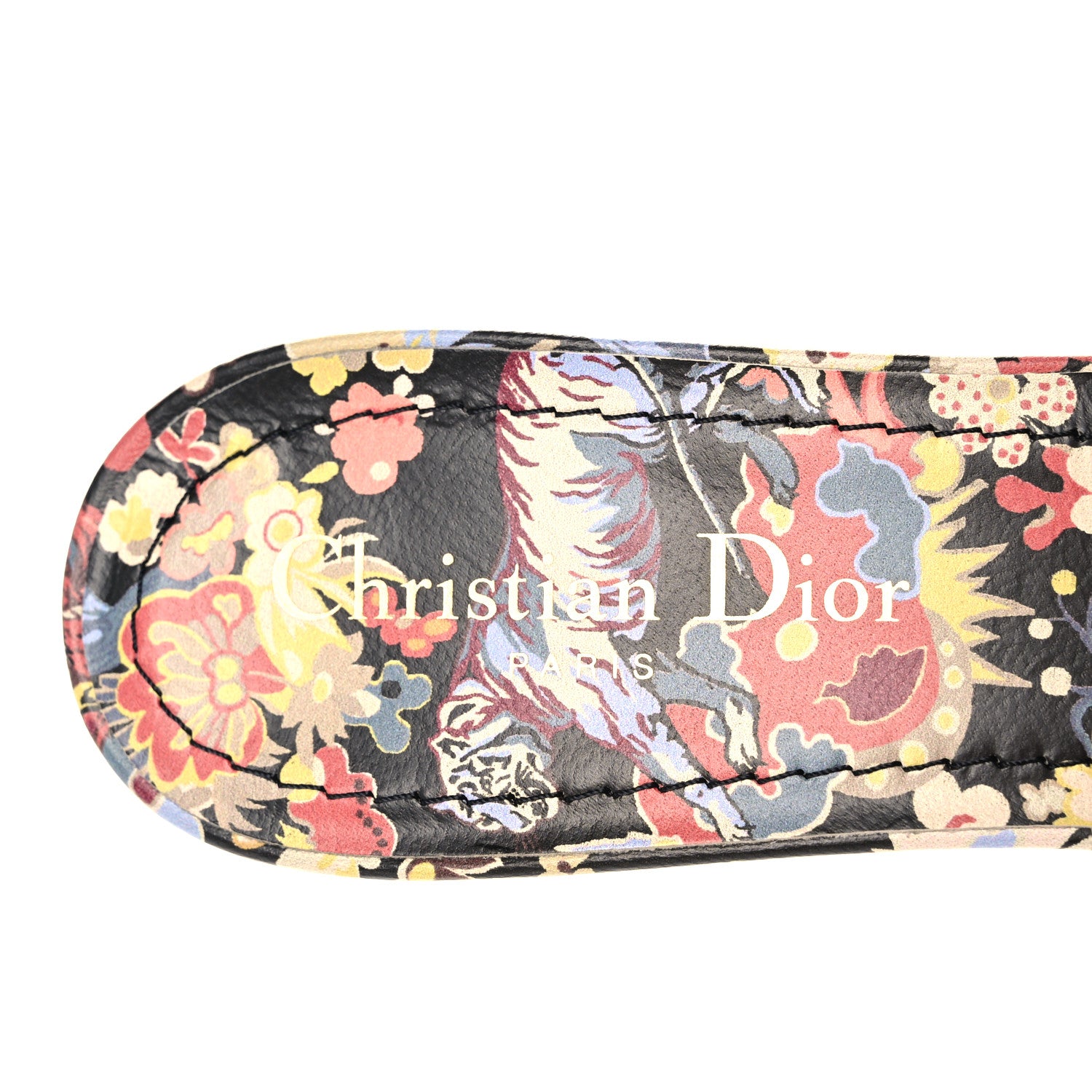 Christian Dior Canvas Toile de Jouy Pop Embroidered Dway 40mm Slide Sandals 39 Black Multicolor 7 of 9