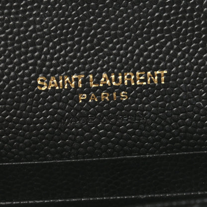 Saint Laurent Grain De Poudre Matelasse Chevron Small Monogram Envelope Wallet Black 6 of 7