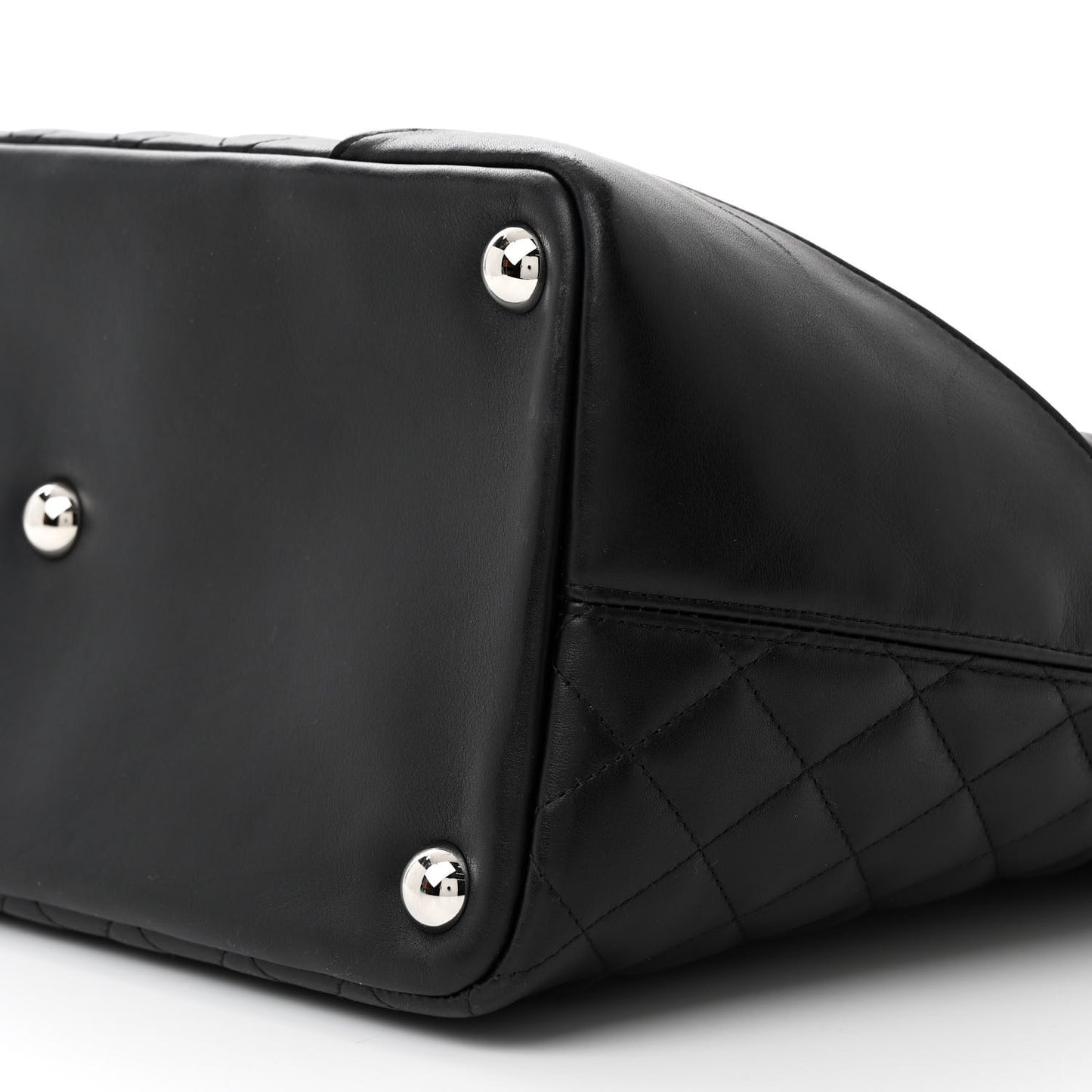 Calfskin Quilted Large Cambon Tote Black Whtie