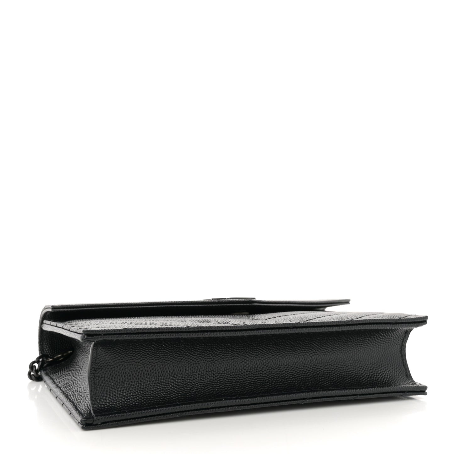 Grain De Poudre Matelasse Chevron Monogram Monochrome Envelope Chain Wallet Black