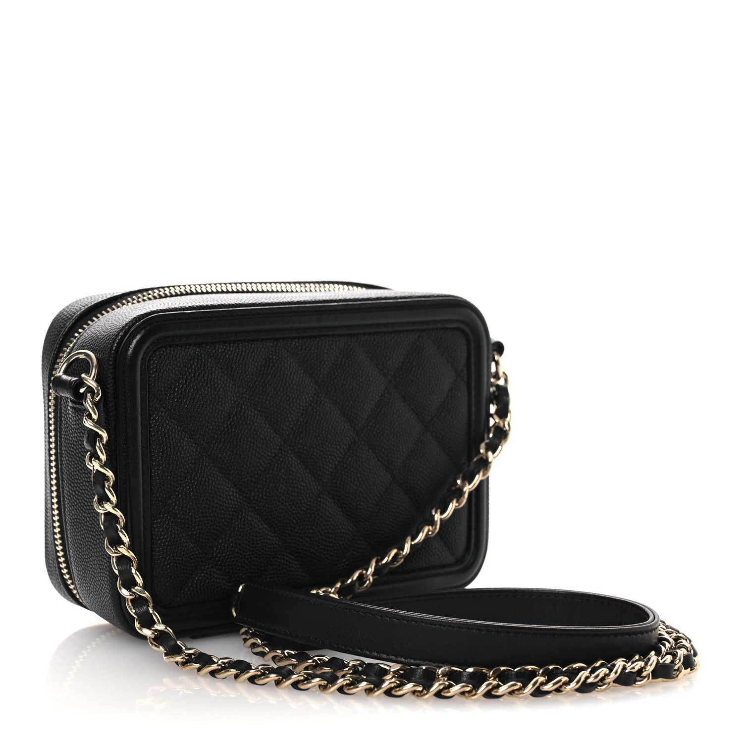 Chanel Caviar Quilted CC Filigree Vanity Clutch With Chain Black 3 of 12