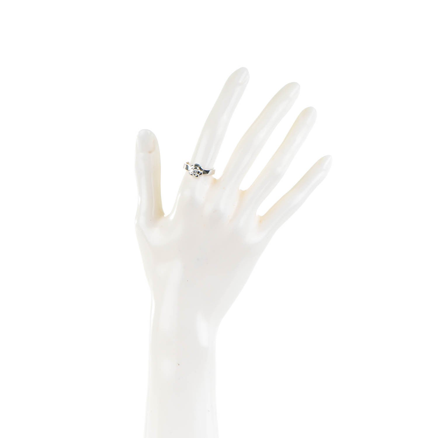 Chanel 18K White Gold Diamond Camellia Ring 6.5 2 of 4