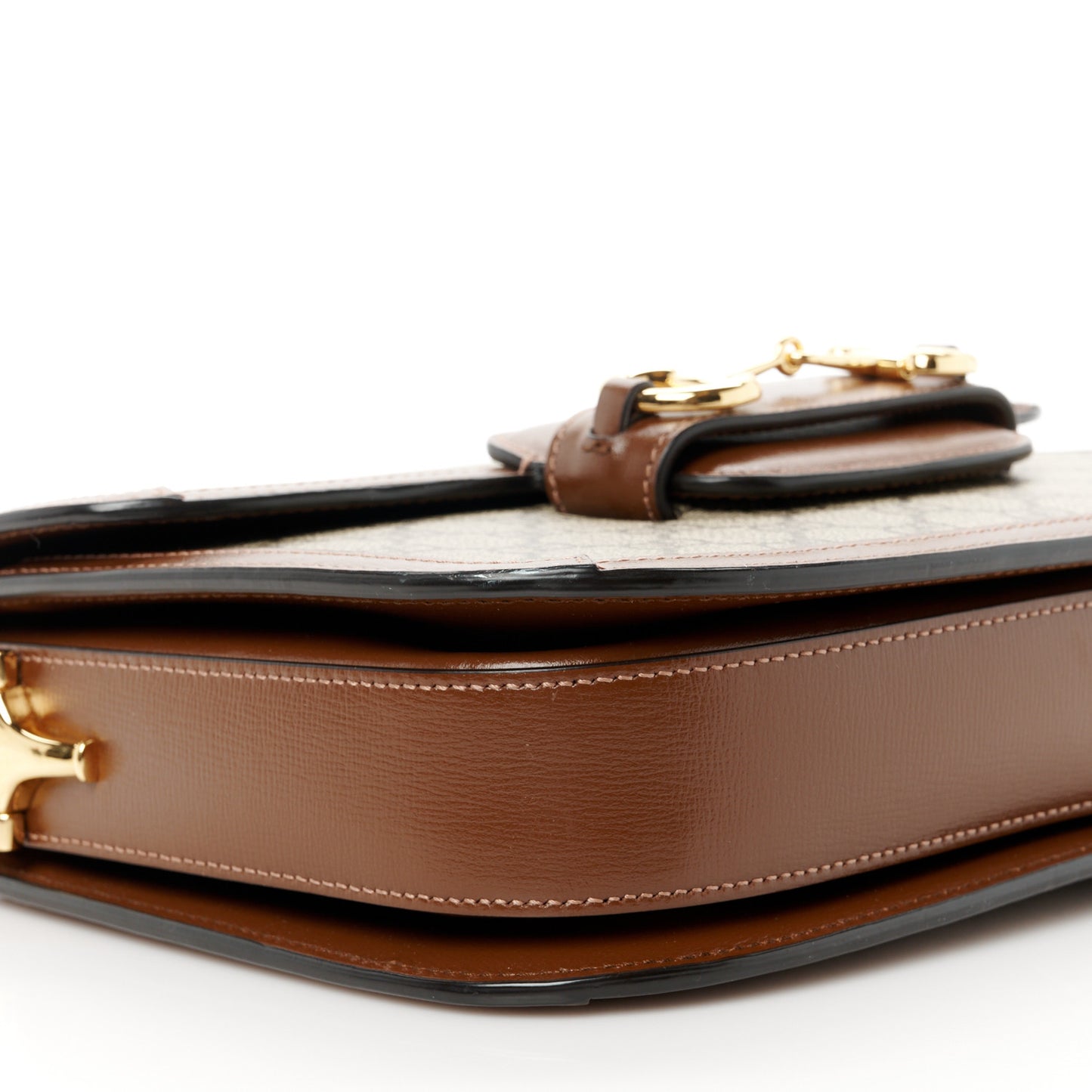 GG Supreme Monogram Horsebit 1955 Shoulder Bag Beige Brown Sugar