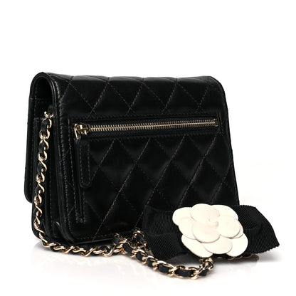 Chanel Lambskin Quilted Mini Camellia Bow Wallet On Chain WOC Black 2 of 10