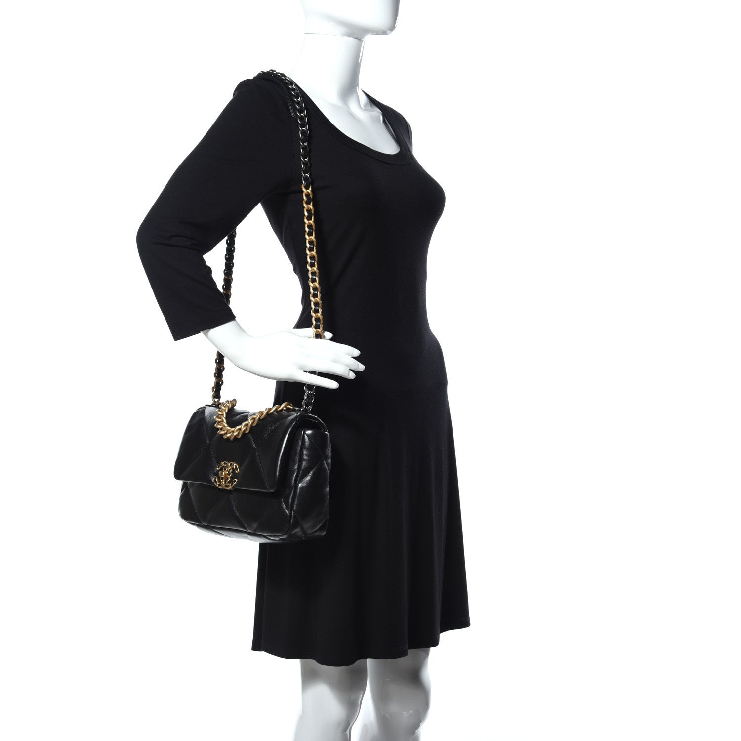 Chanel Lambskin Quilted Medium 19 Flap Black 2 of 16