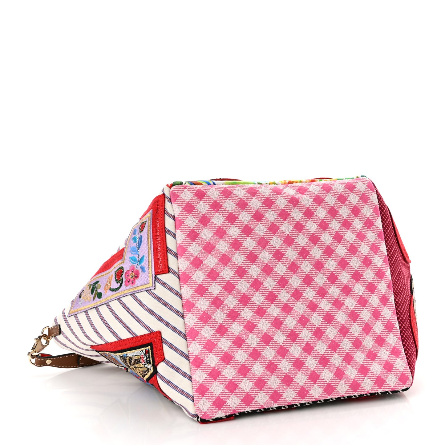 Canvas Embroidered Calfskin Caracaba Tote Multicolor