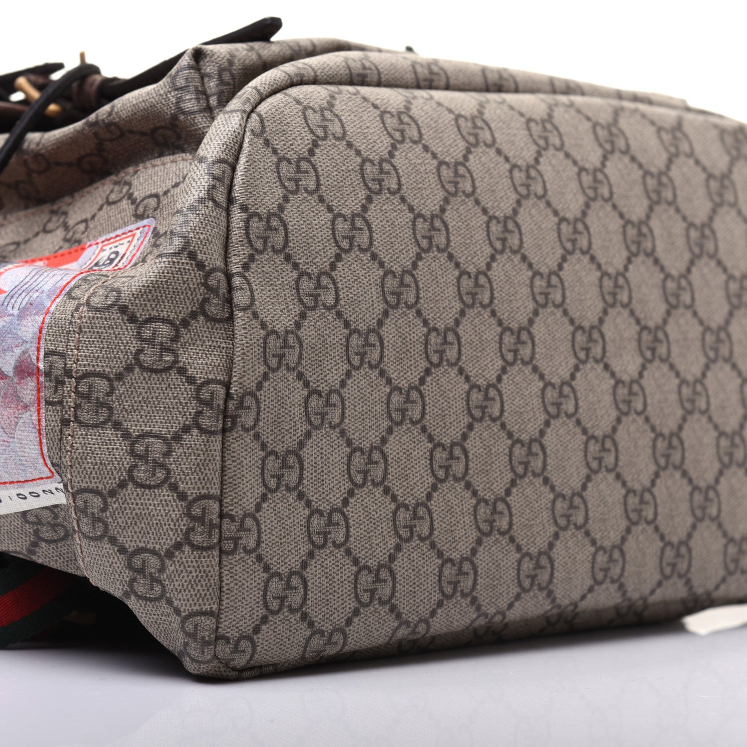 Gucci Soft GG Supreme Monogram Courrier Web Double Buckle Backpack Beige New Acero 5 of 19