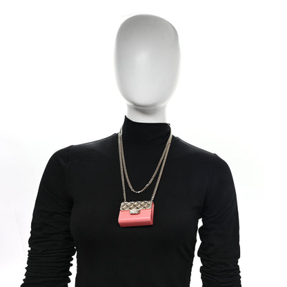 Chanel Metal Resin Lambskin Flap Bag Long Necklace Gold Red 2 of 6