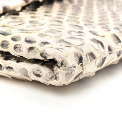 Nancy Gonzalez Snakeskin Flap Clutch White Grey 12 of 14