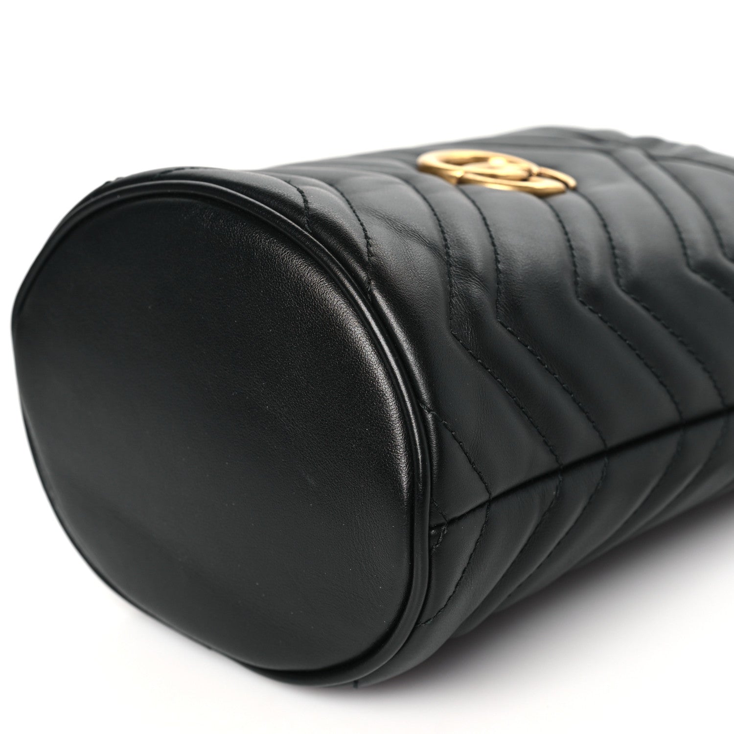 Gucci Calfskin Matelasse Mini GG Marmont 2.0 Bucket Bag Black 9 of 11